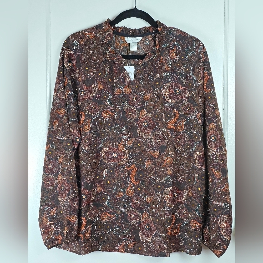 NWT Christopher & Banks Autumn Ruffle Blouse M